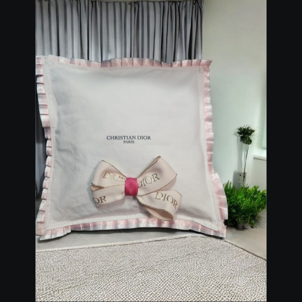 Dior Kids Pillow with Pink and Cream Bow